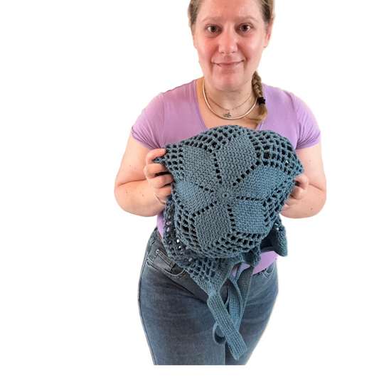 Sunset shopper mesh market bag in blue