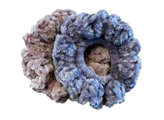 Two velvet crochet scrunchies