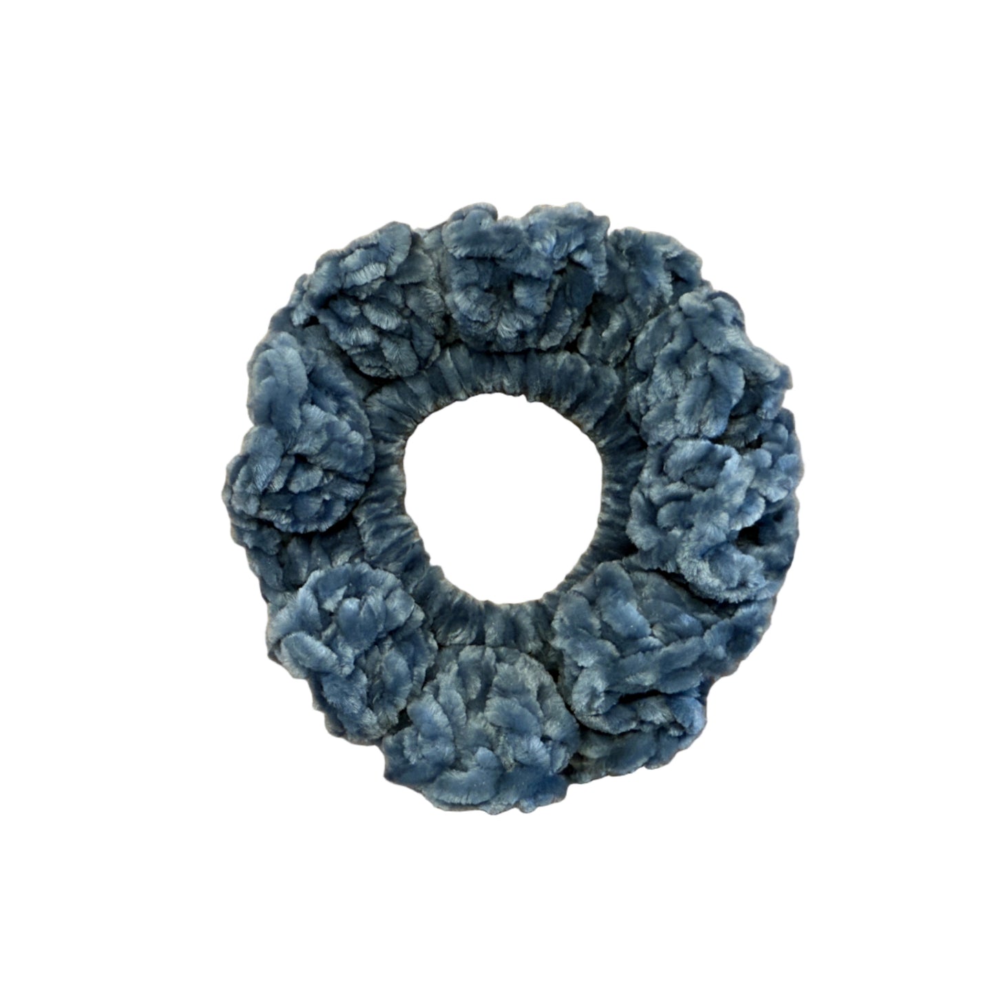 Jeans blue scrunchie on a white background